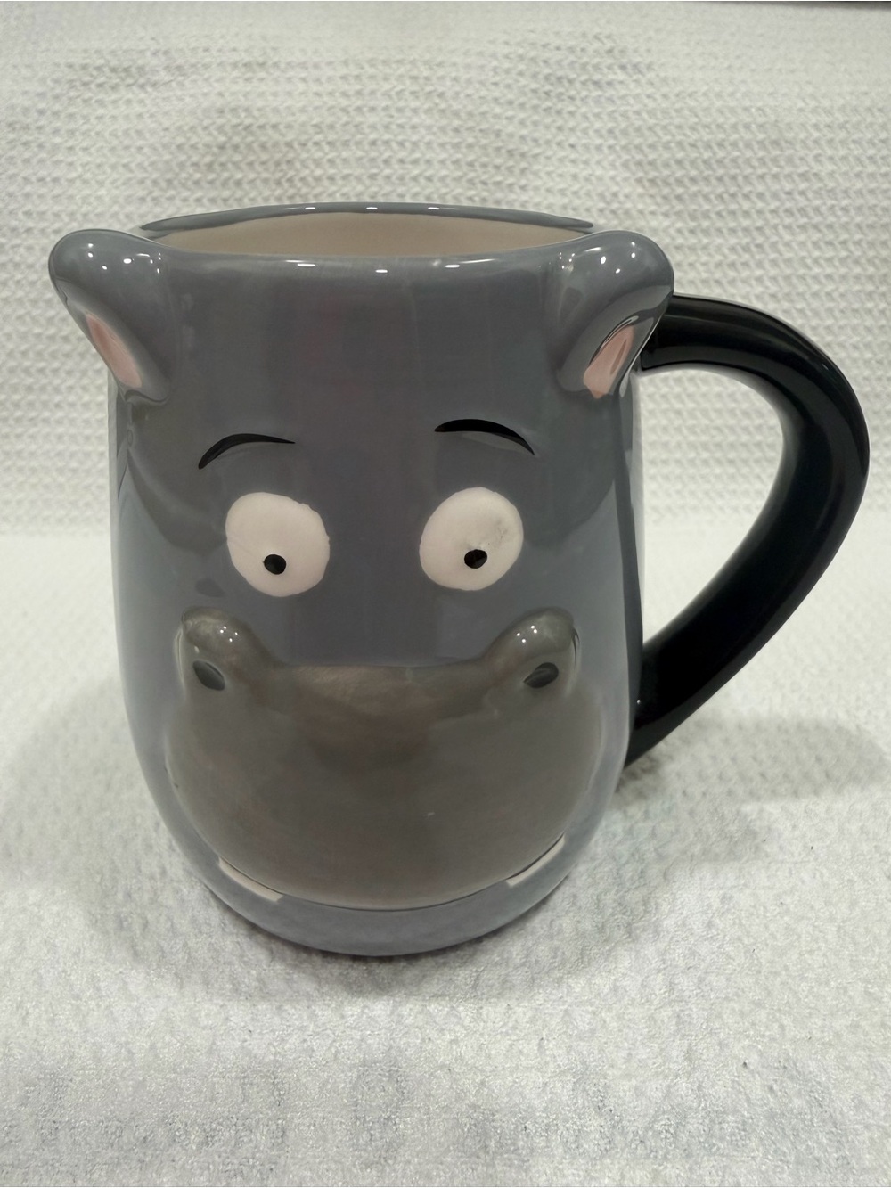 Tag Gray Hippo Mug with Black Handle